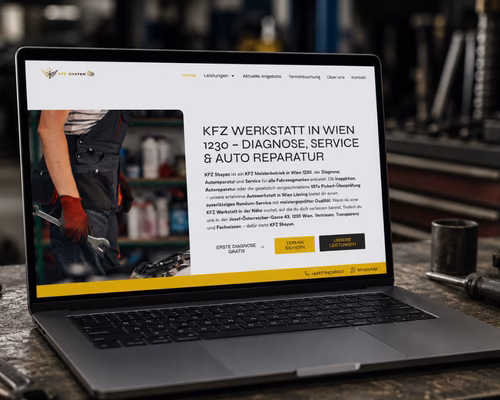 KFZ Shayan Website auf einem Laptop als Beispiel für lokale SEO und Webdesign von Lumios & Co.